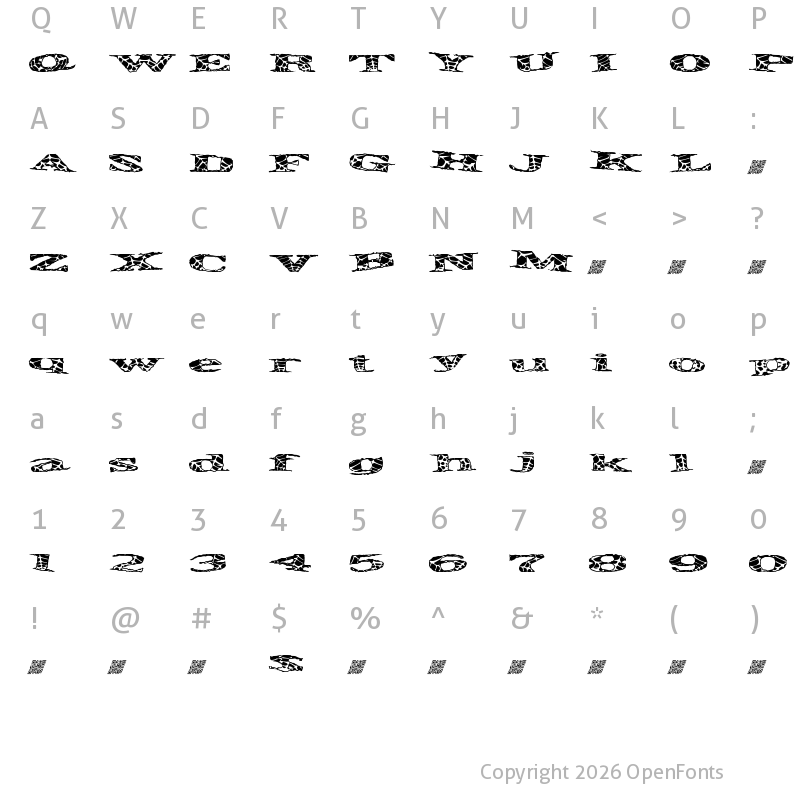Character Map of PirateSpider Regular