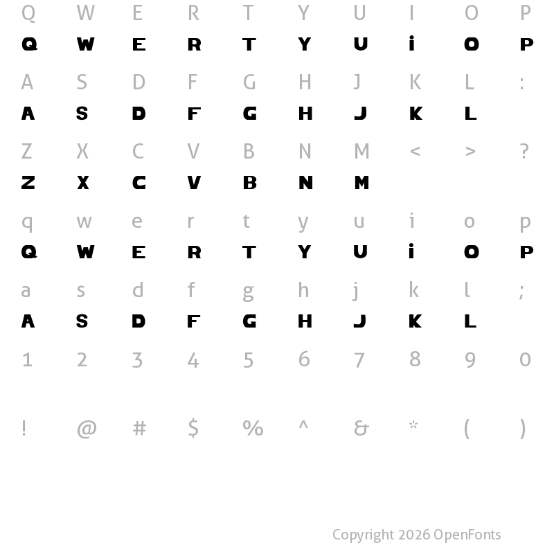Character Map of Pirelli Regular