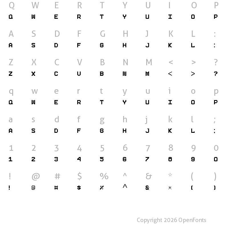 Character Map of Pixeboy Regular