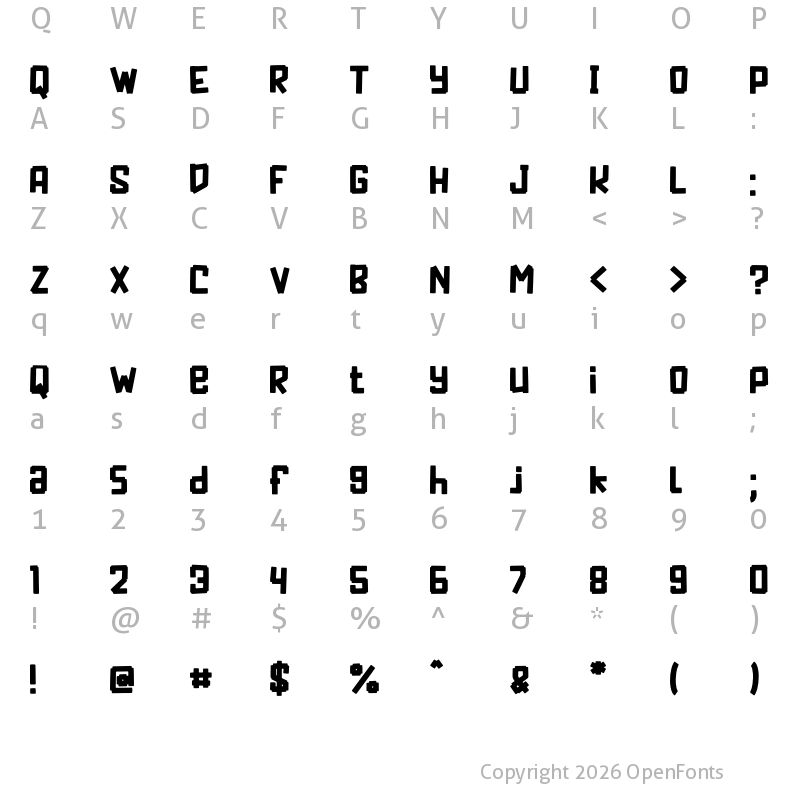 Character Map of PIXEL CRAFT Regular