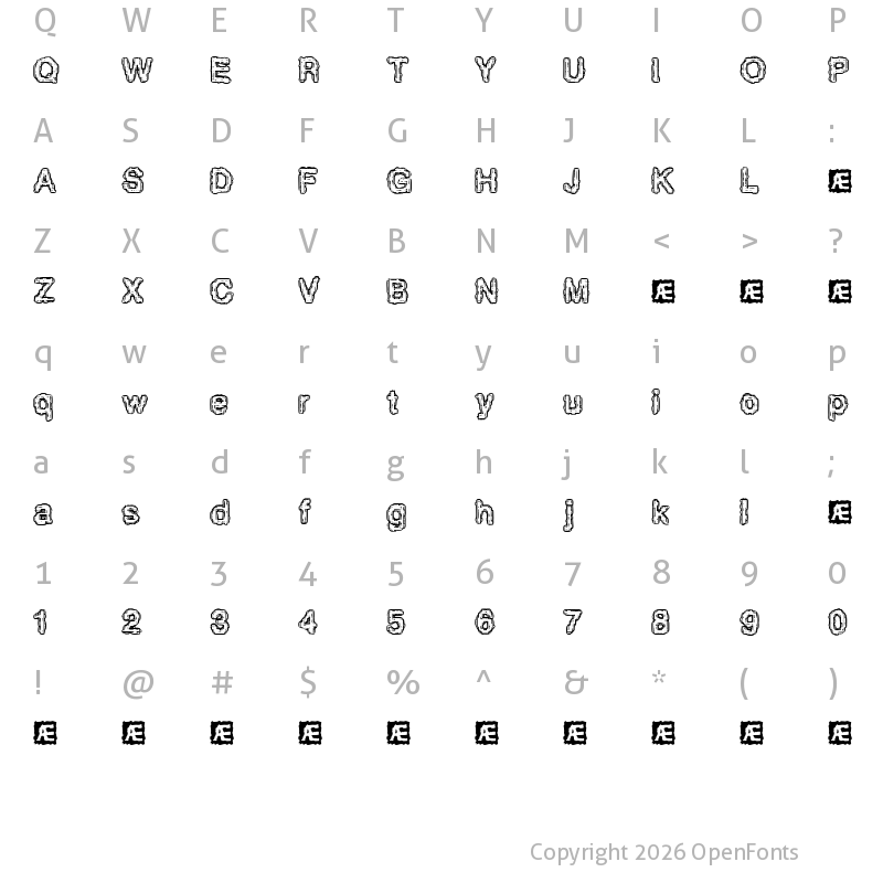 Character Map of Pixel Krud (BRK) Regular