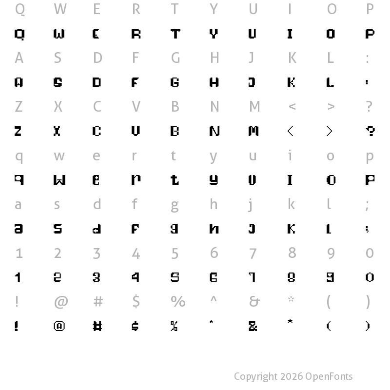 Character Map of Pixelfy Regular