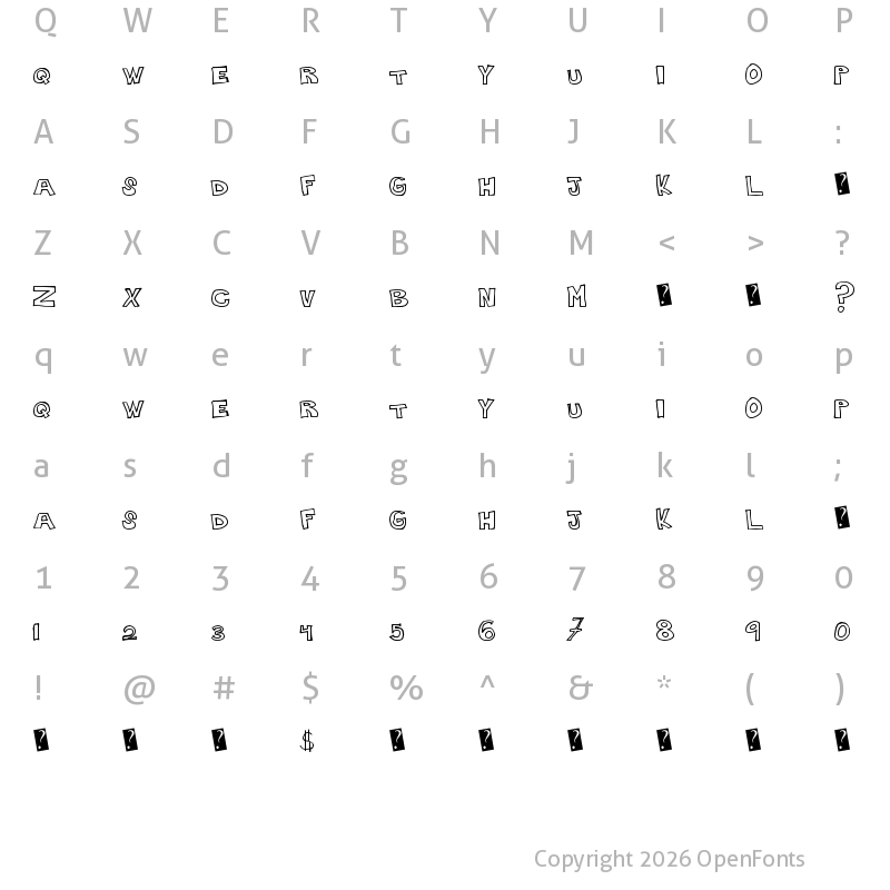 Character Map of PlainHandline Regular