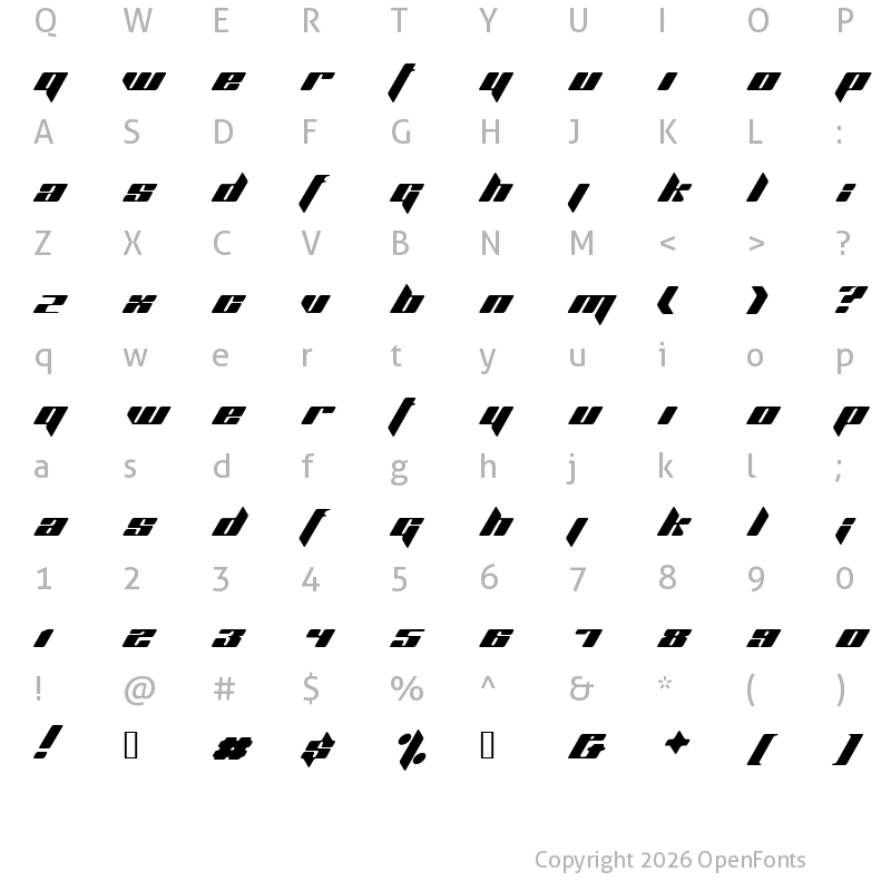Character Map of Planet Kosmos Regular