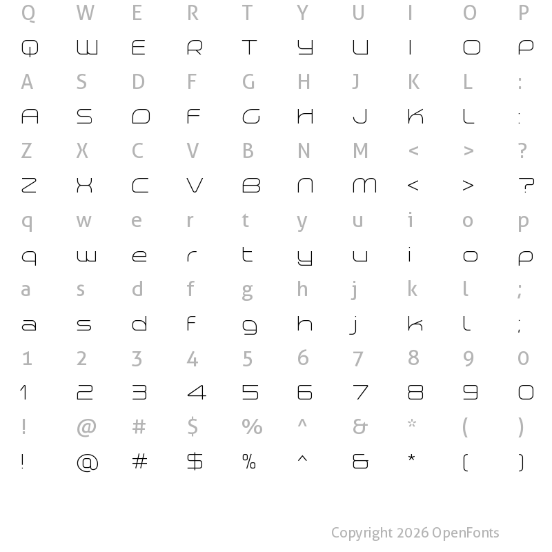 Character Map of Planetium-X Light Demo Regular