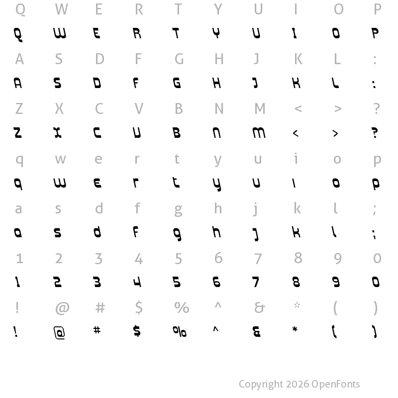 Character Map of Plasmatica Rev Italic