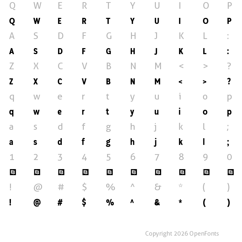 Character Map of Plasto Trial Bold Condensed