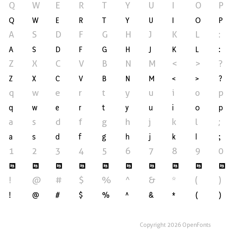 Character Map of Plasto Trial Condensed