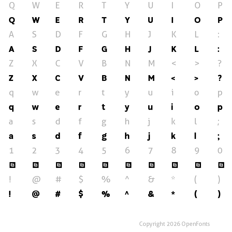 Character Map of Plasto Trial Extra Bold