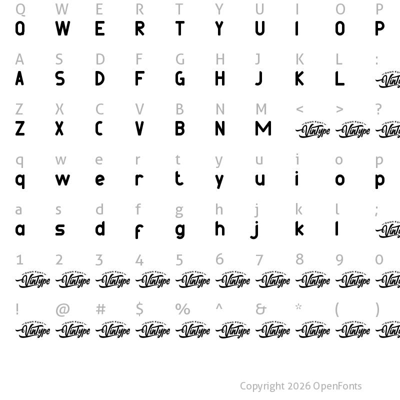 Character Map of Play And Learn Demo Regular