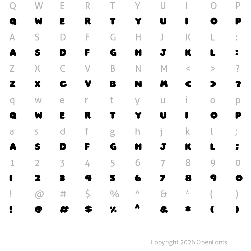 Character Map of Play time Italic