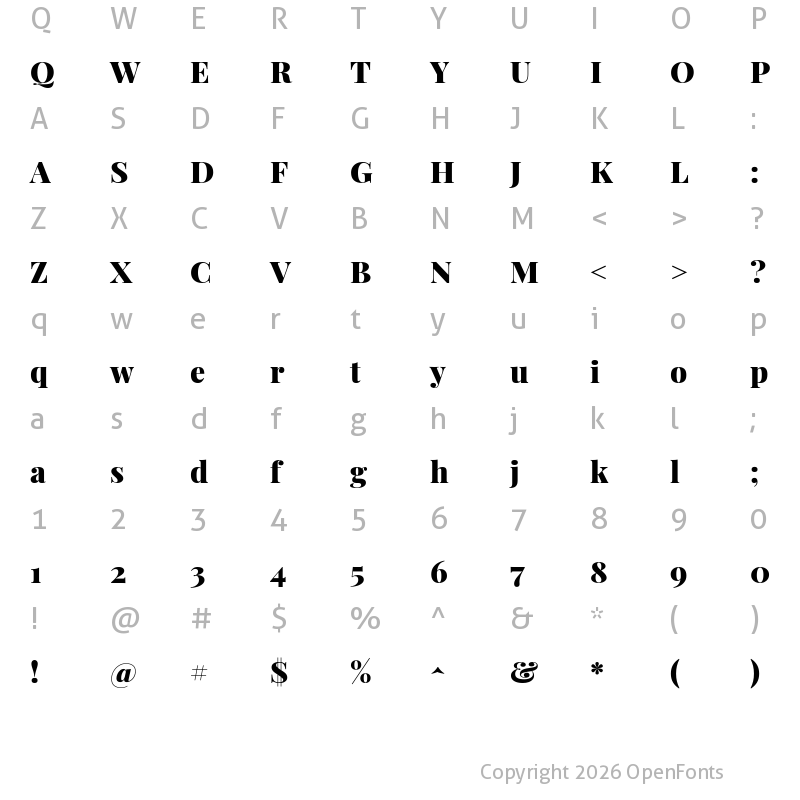 Character Map of Playfair Display Black Regular