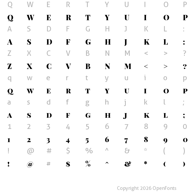 Character Map of Playfair Display SC Black