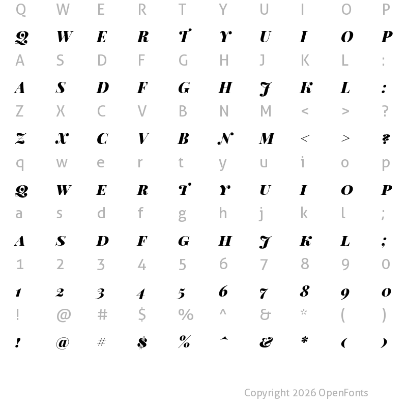 Character Map of Playfair Display SC Black Italic