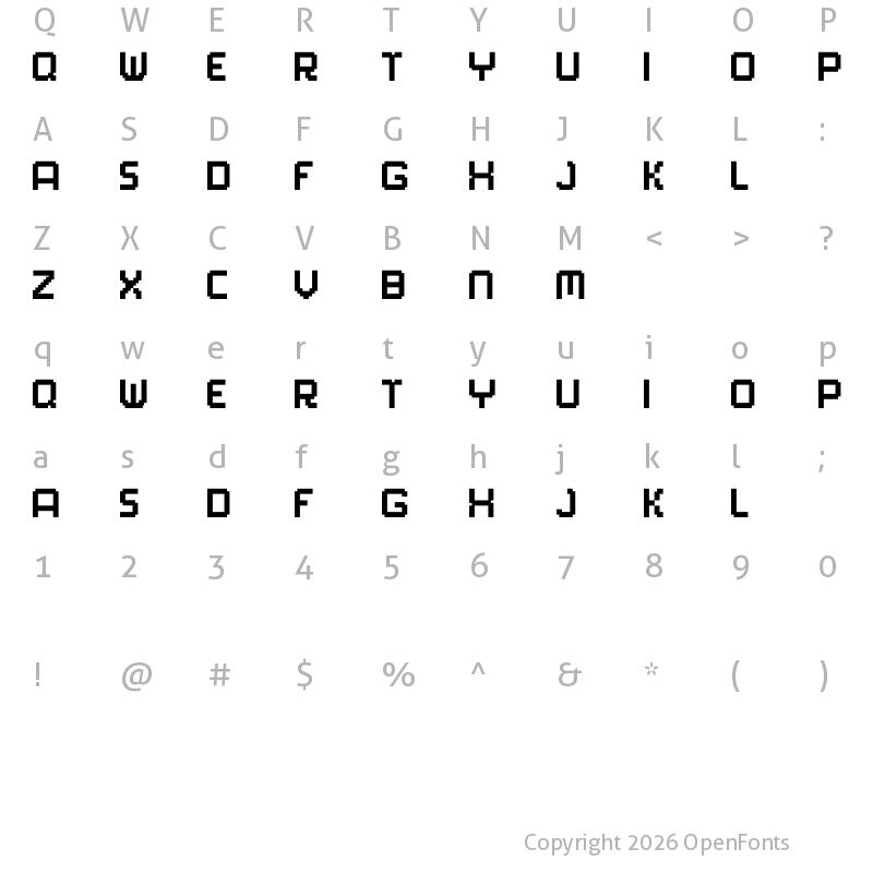 Character Map of PlayMeGames Reguler