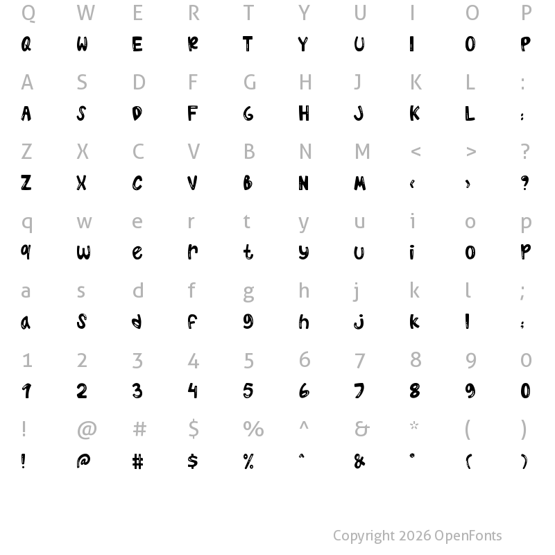 Character Map of Playon-reg Regular