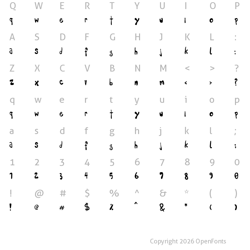 Character Map of Pleej Regular