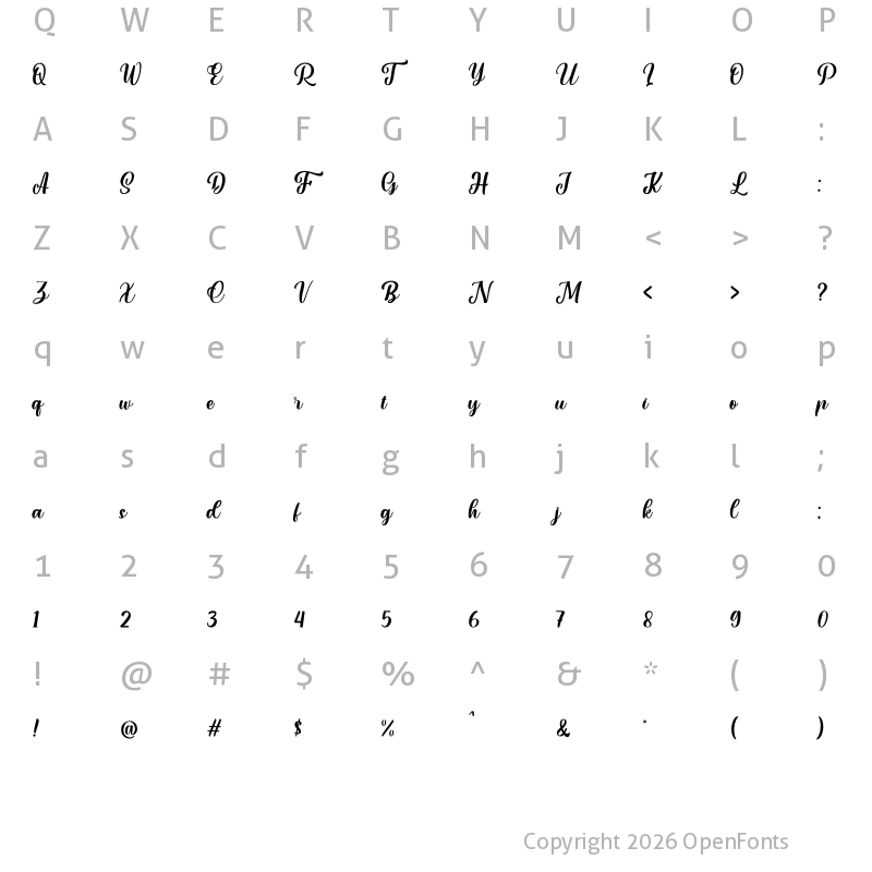 Character Map of Pocahontas Regular