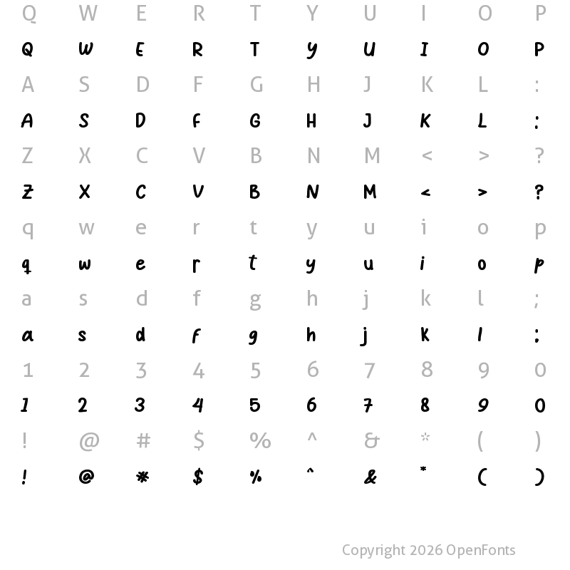 Character Map of Pocket Money Regular
