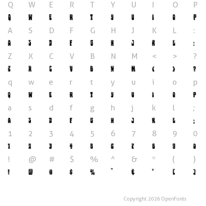 Character Map of Pocket Monster Bevel Regular