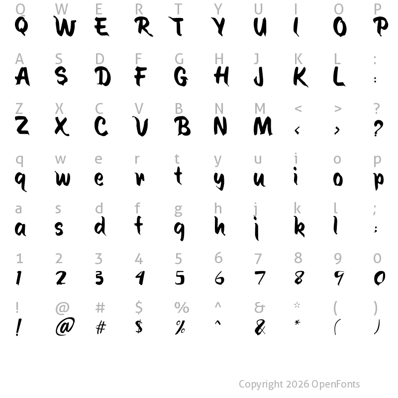 Character Map of POCONG Regular