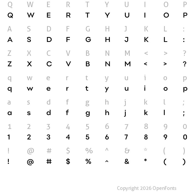 Character Map of Point Semi Bold