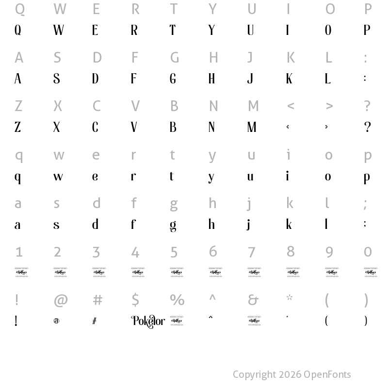 Character Map of Pokelor Personal Use Regular