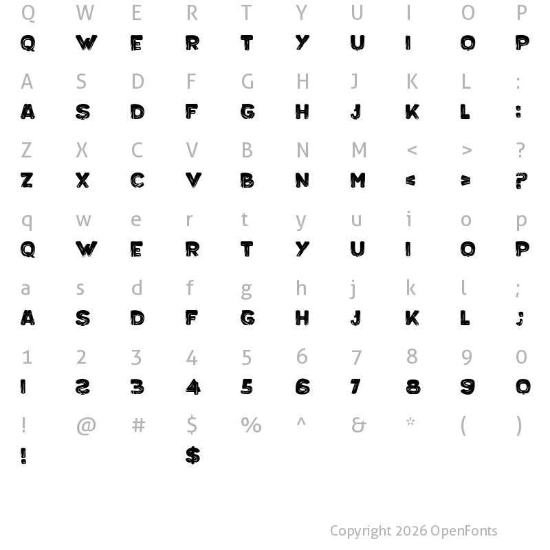 Character Map of Poker in Fire Regular