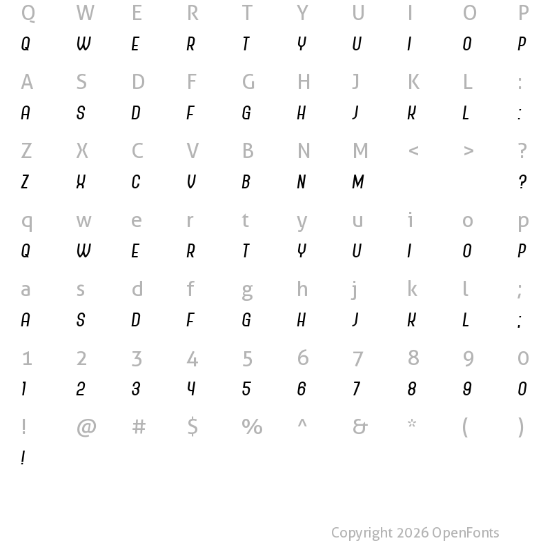 Character Map of Policemen Black Italic