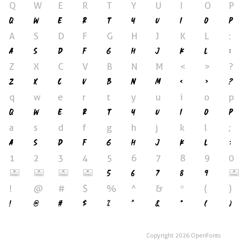 Character Map of Polisher Regular