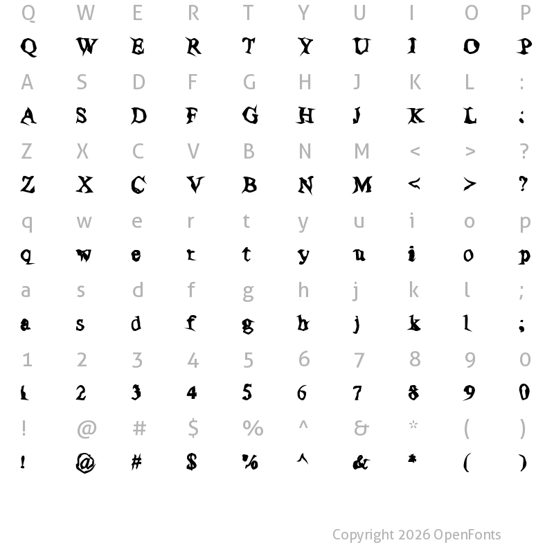 Character Map of Poltergeist Thick Regular