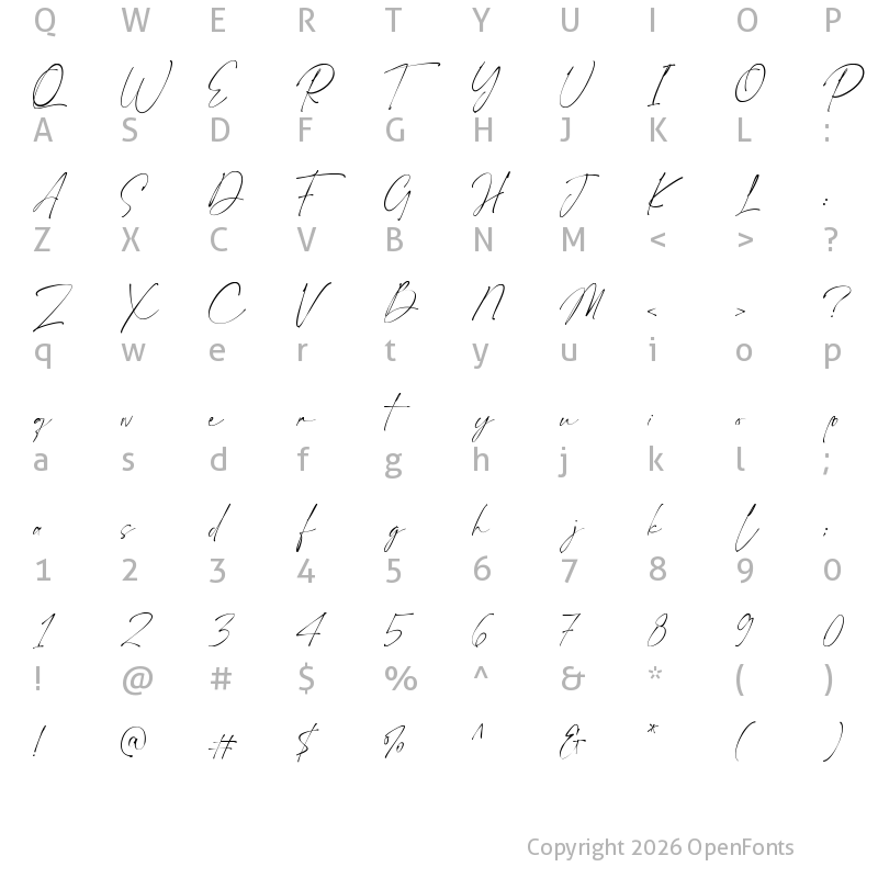 Character Map of Ponpewd Signature Regular