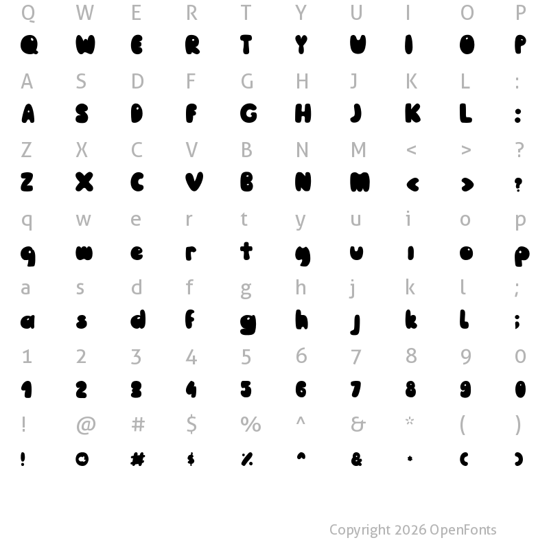 Character Map of Pooh Regular