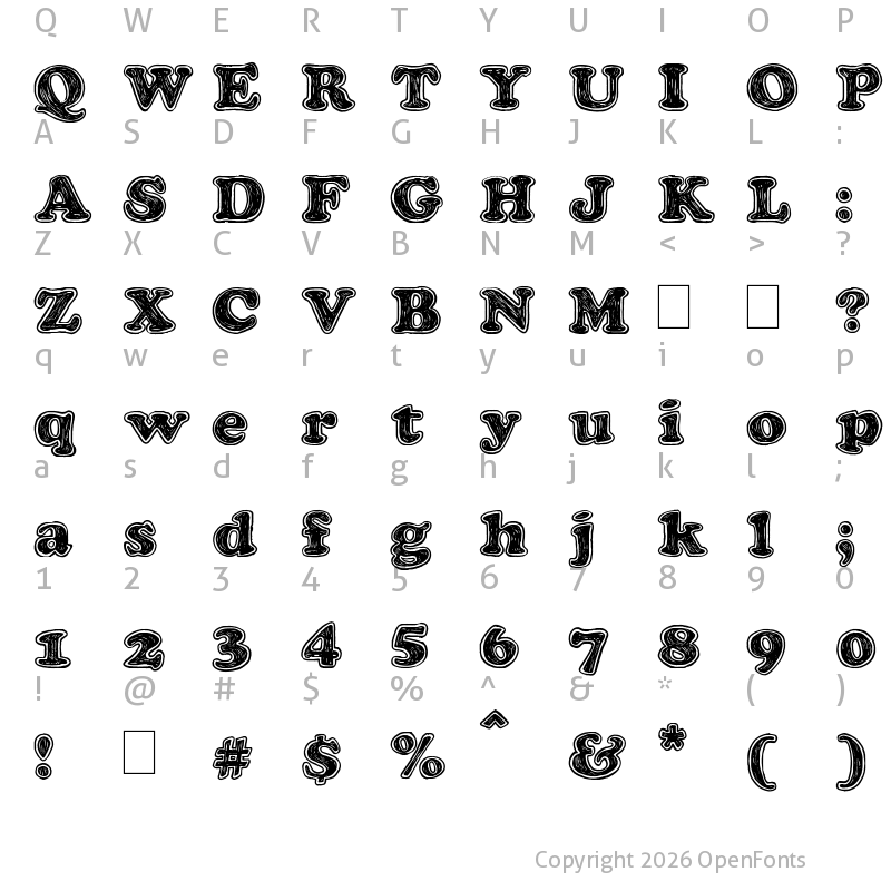 Character Map of Pop of the Tops Regular