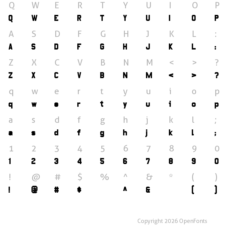 Character Map of Pop Warner Regular
