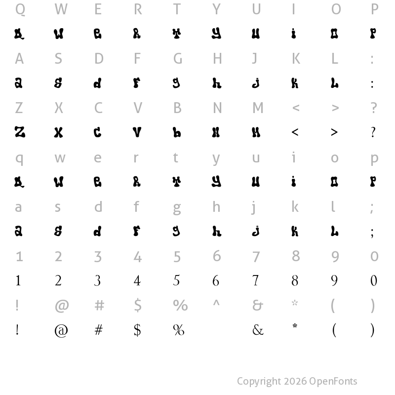 Character Map of popo Regular