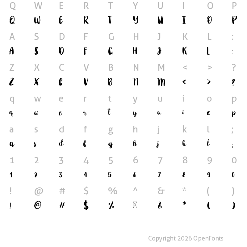 Character Map of Poppy Regular