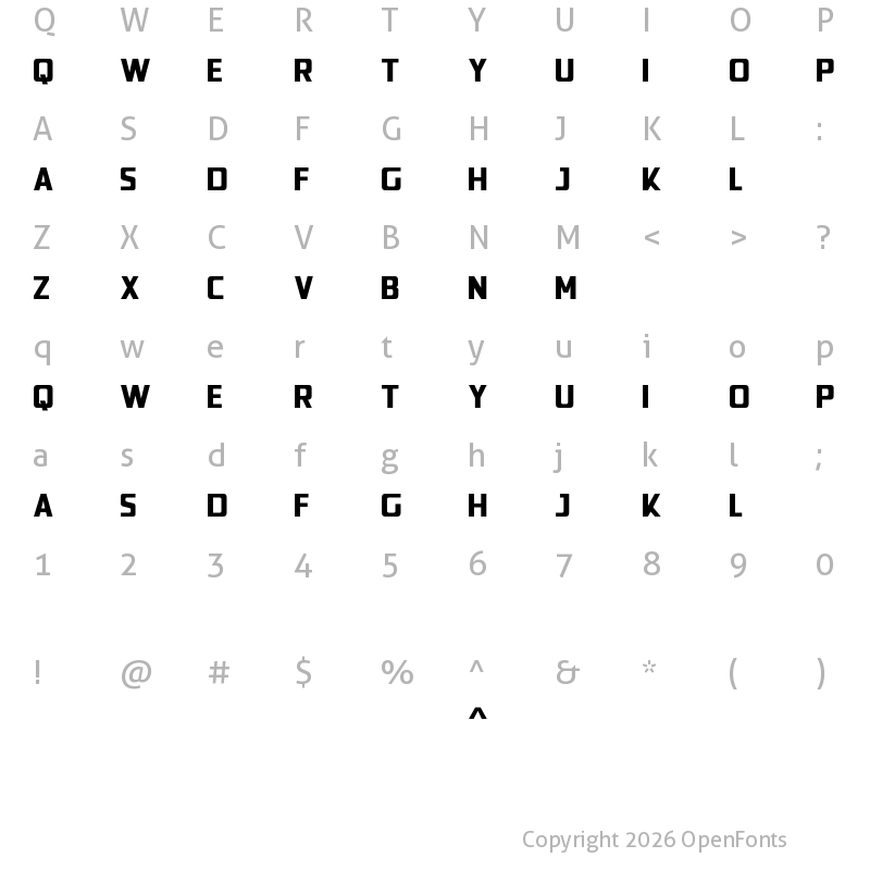 Character Map of Porseluxe Regular