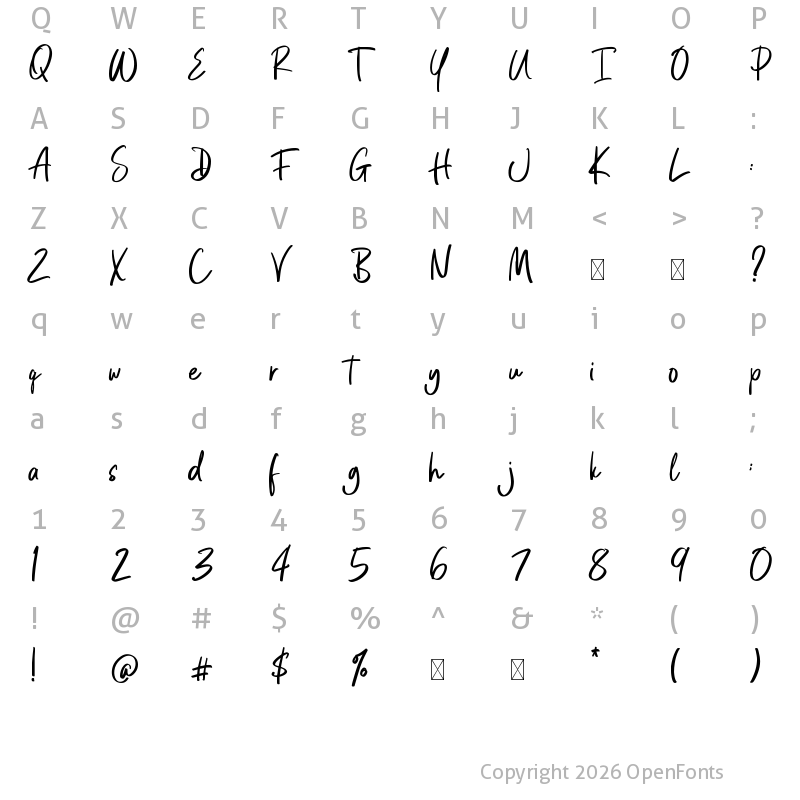 Character Map of Porter Miles Regular