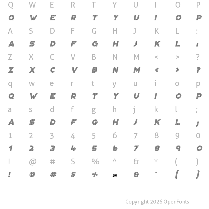 Character Map of Portico Diagonal Oblique