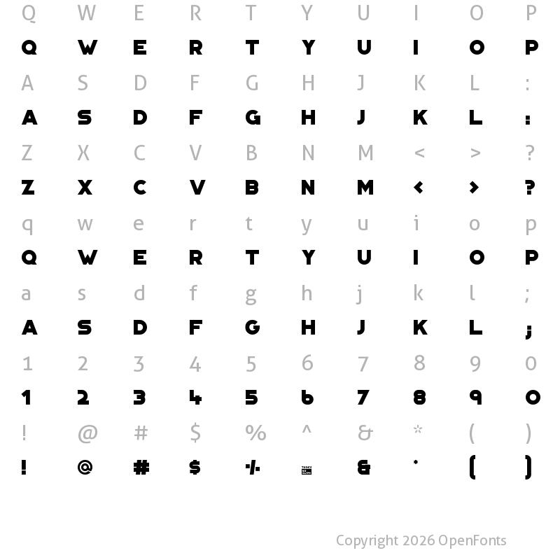 Character Map of Portico Regular