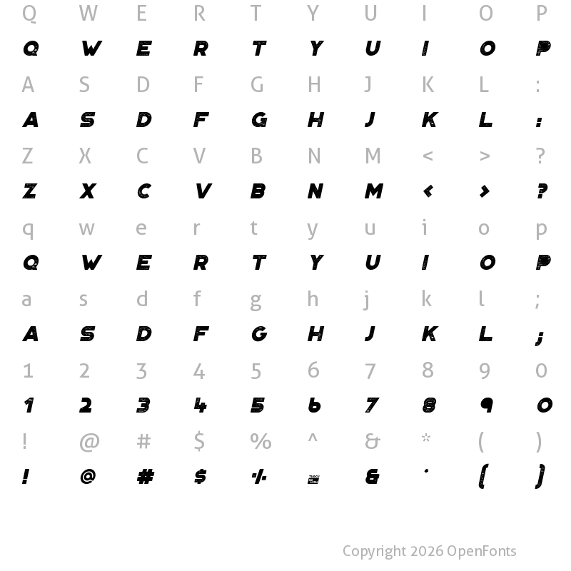 Character Map of Portico Rough Oblique
