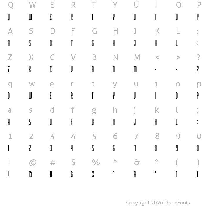 Character Map of Porton Bold