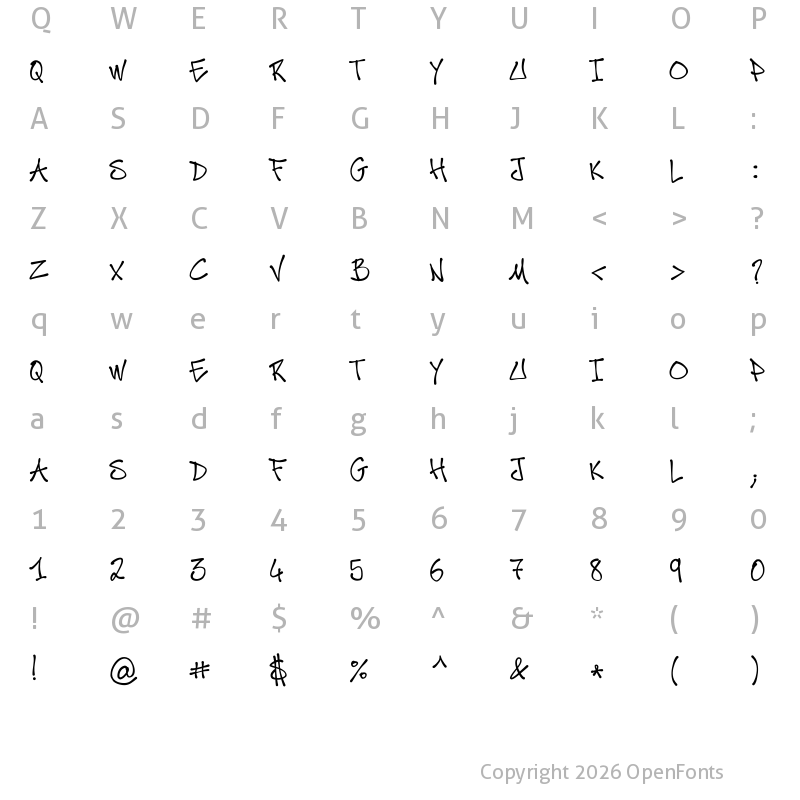 Character Map of Posca Mad Thrasherz Regular
