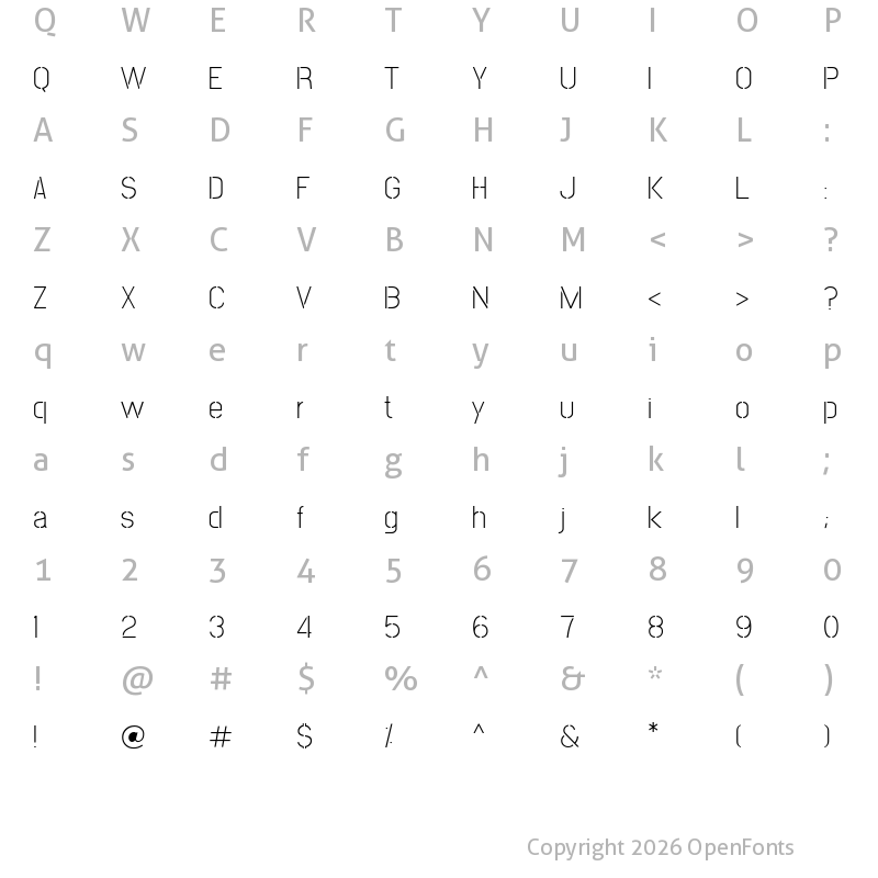 Character Map of Post No Bills Colombo Light