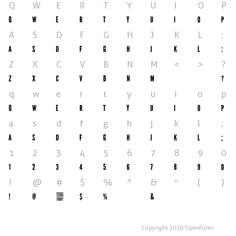 Character Map of Poster Break Regular