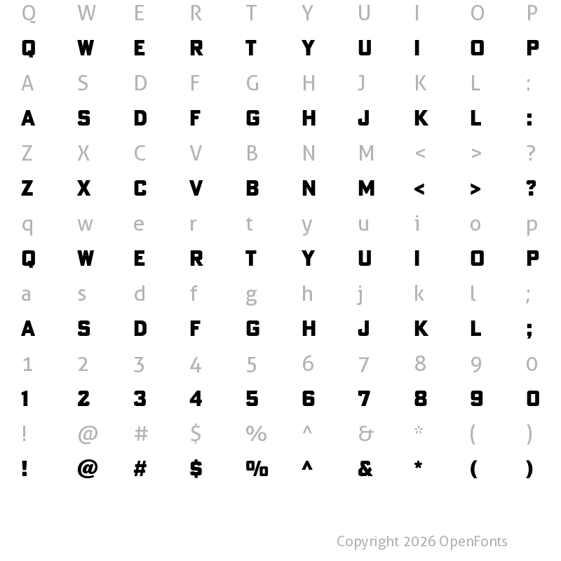 Character Map of Poster Gothic ATF Heavy