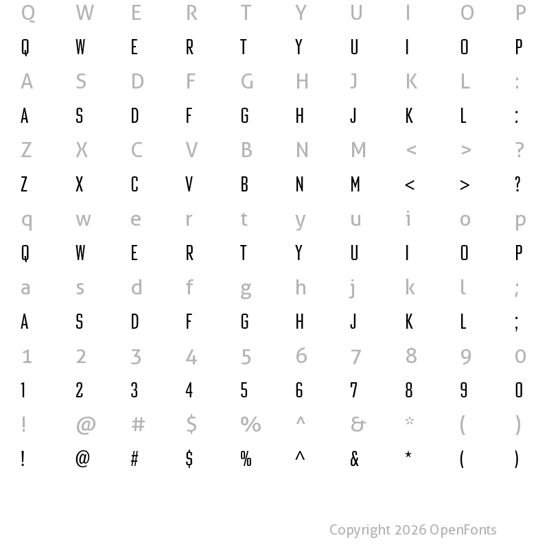 Character Map of Poster Gothic ExCond ATF Regular