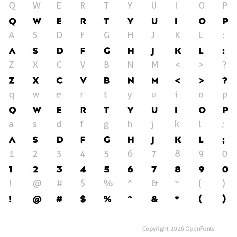 Character Map of Posterama2001W04-Black Regular