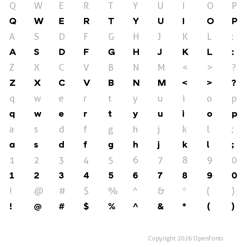 Character Map of PostNord Sans Bold